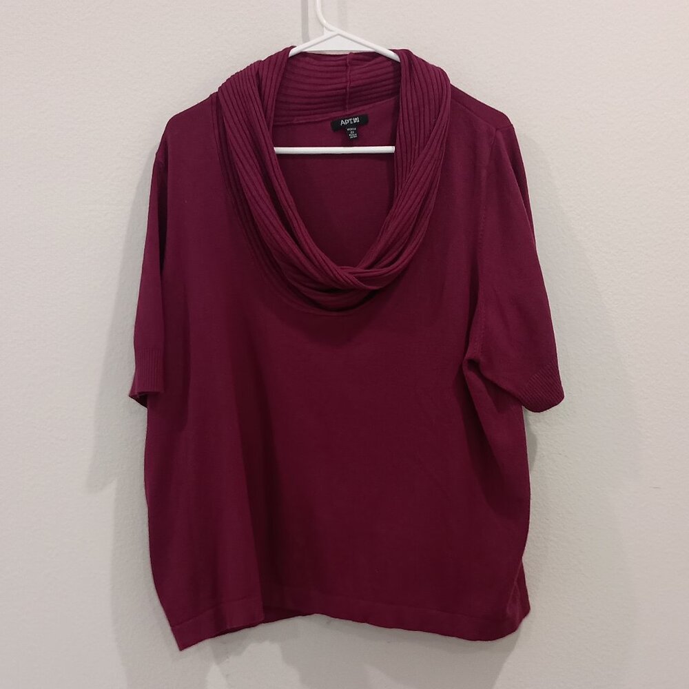 Apt 9 Cowl Neck Maroon Sweater Short Sleeves, 2X